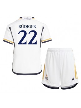 Otroški Nogometna dresi replika Real Madrid Antonio Rudiger #22 Domači 2023-24 Kratek rokav (+ hlače)
